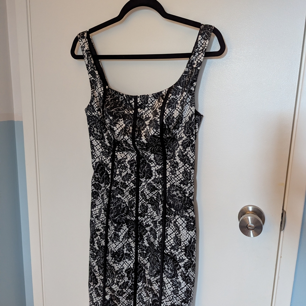 Elegant Black and White Lace Dress